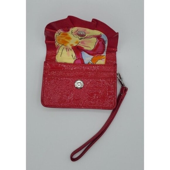 Baekgaard Purse Flirty Wristlet Fuschia Bright Pink Patent Ruffle Magnetic Clasp - Picture 5 of 6